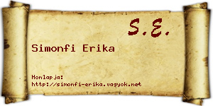 Simonfi Erika névjegykártya